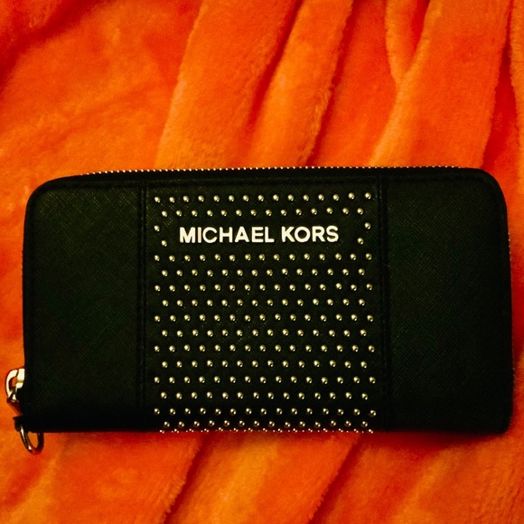 Michael Kors Handbags - Michael Kors leather studded zip around wallet